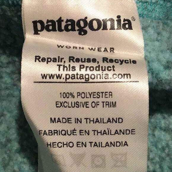 Patagonia Mint Green Gray Mottled Quarter Zip Knit Fleece Pullover - Picture 14 of 14